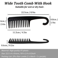 SmaringWing peigne dents larges avec crochet, pratique à suspendre dans la douche.