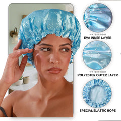 Smilco bonnet-douche rose, capuche souple protégeant les tresses sous la douche