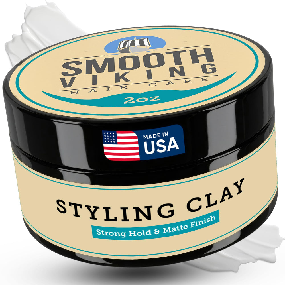 Smooth Viking Argile cheveux homme avec tenue ferme pour une coiffure durable.