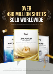 SNP 1000mg Collagen 24K Gold Ampoule Sheet Mask formula highlights collagen boost for skin support