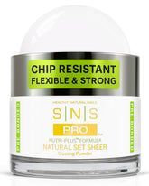 SNS Poudre Dip Naturel Sheer - bouteille montrant la teinte et la brillance.