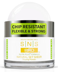 SNS Poudre Dip Naturel Sheer - bouteille montrant la teinte et la brillance.