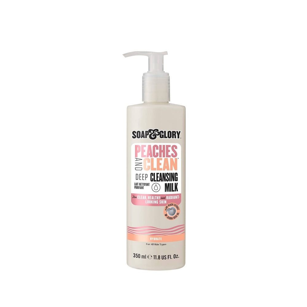 Soap & Glory lait-nettoyant peches-bouteille démaquillage doux et hydratant