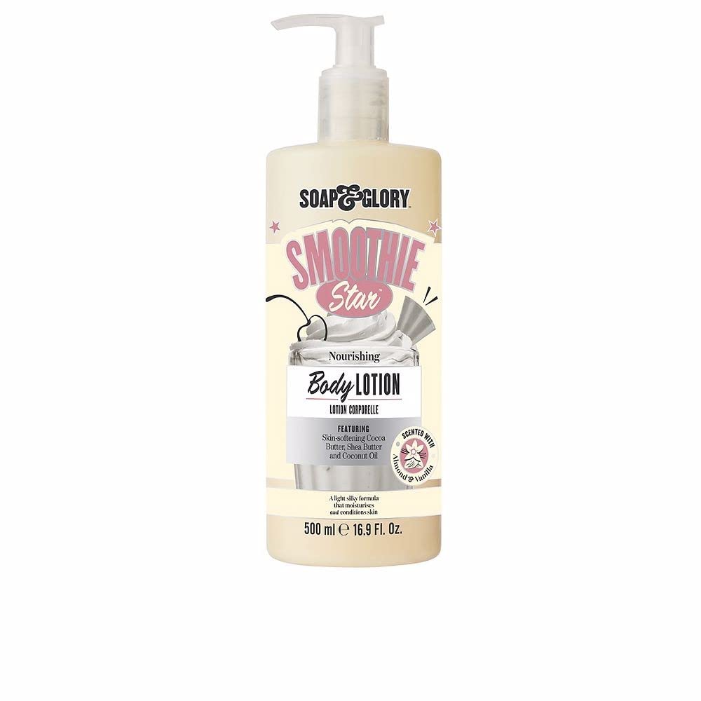 Lotion corporelle Soap et Glory Smoothie Star, flacon élégant, hydratation durable et peau douce.