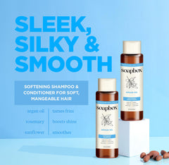 Soapbox Après-shampoing Argan – douceur et brillance durable.