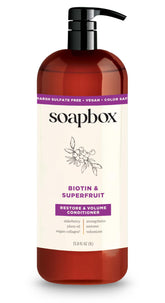 Soapbox biotine-collagene superfruit apres-shampoing 1L en pompe pour plus de volume