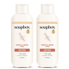 Soapbox douche-corps vanille-figue, bouteille au design vegan et hydratation quotidienne
