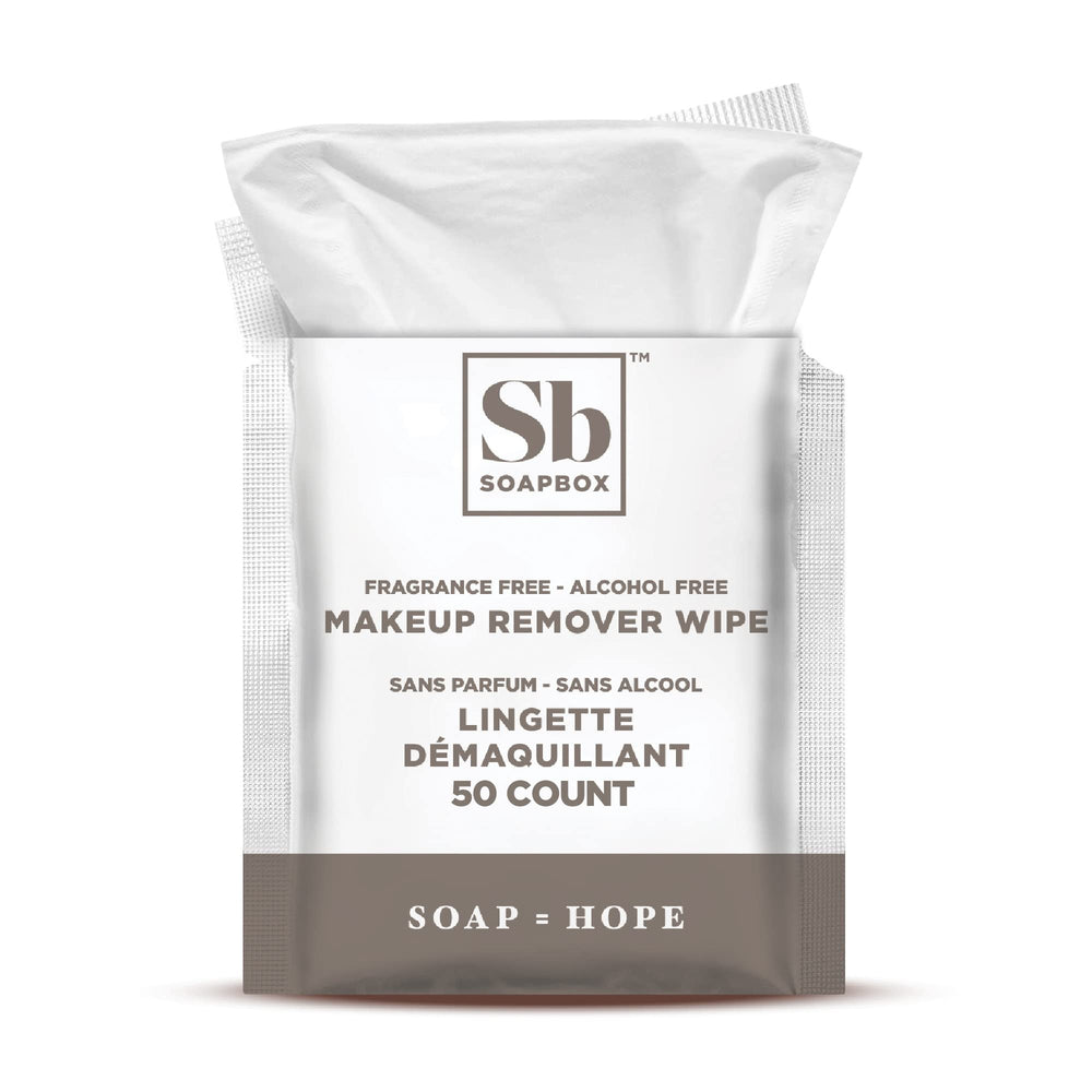 Soapbox lingettes démaquillantes sans parfum, nettoyage doux du visage.