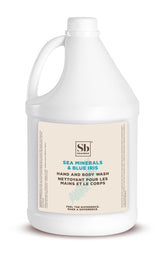 Soapbox savon liquide Sea Minerals et Iris Bleu sur étiquette, nettoyage en douceur.