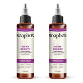 Soapbox Oh My Growth - bouteille élégante révélant une formule végétale pour cheveux plus épais.