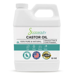 Soapeauty huile de castor presse froide – bouteille 32oz, hydratation durable pour peau et cheveux.
