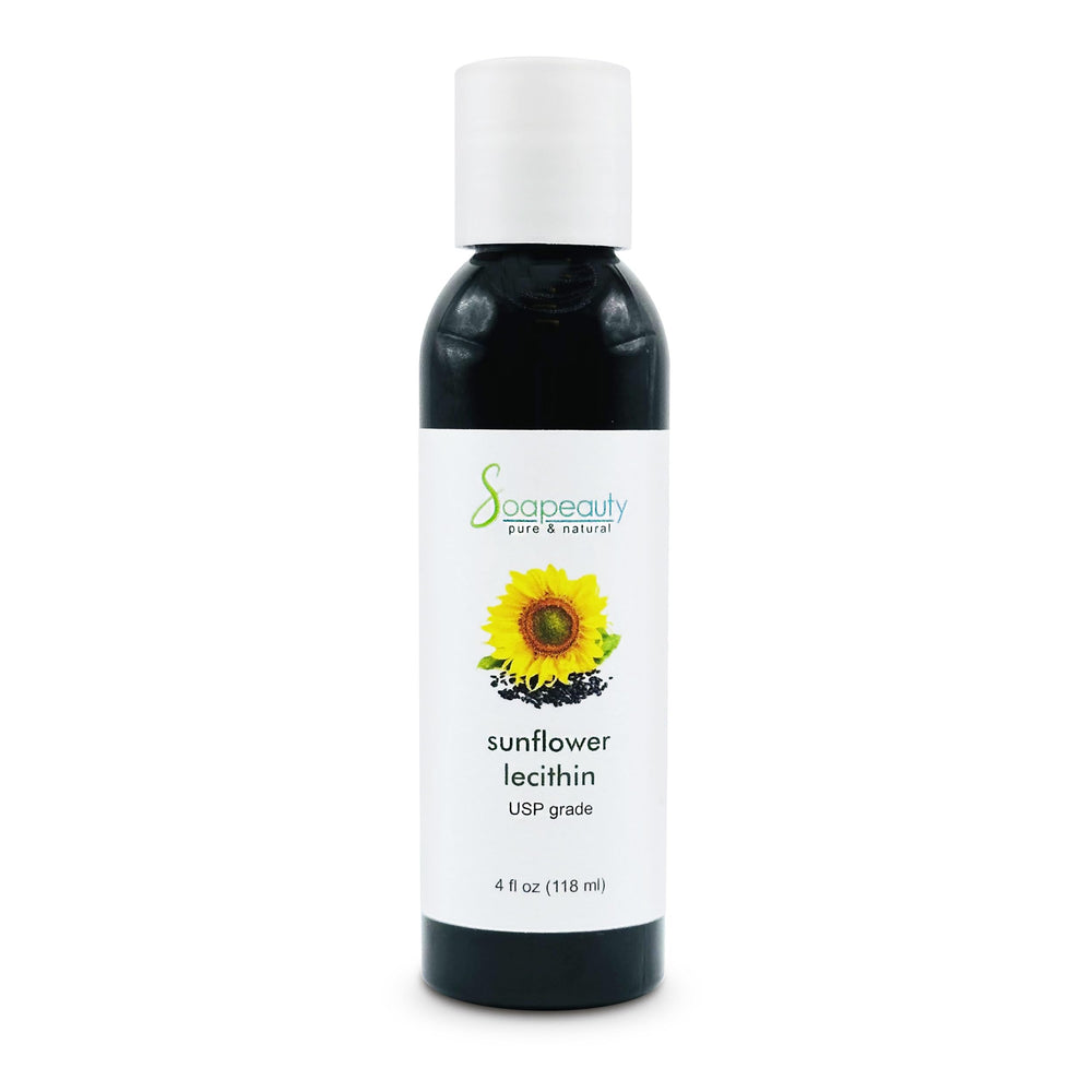 Soapeauty Sunflower Lecithin Liquid Oil bottle showing a pure, additive-free cosmetic ingredient.