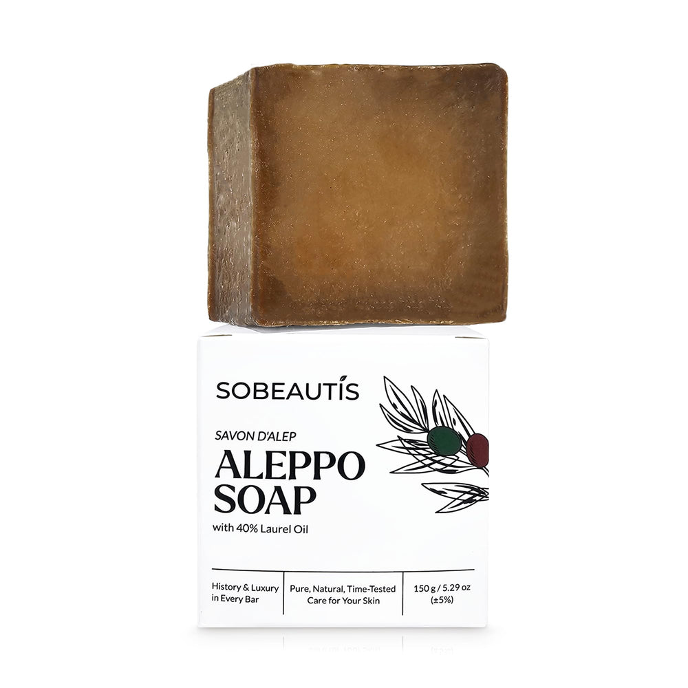 Sobeautis savon Aleppo 40p laurier, nettoyage efficace du visage