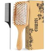 Sofmild brosse paddle bois-bambou pour démêlage en douceur