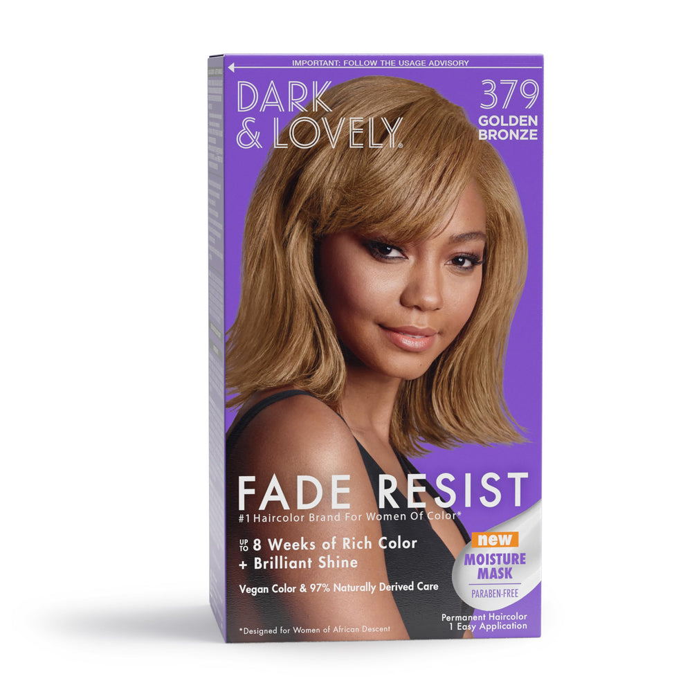 SoftSheen Dark and Lovely, bouteille de coloration bronze dore, couleur durable.