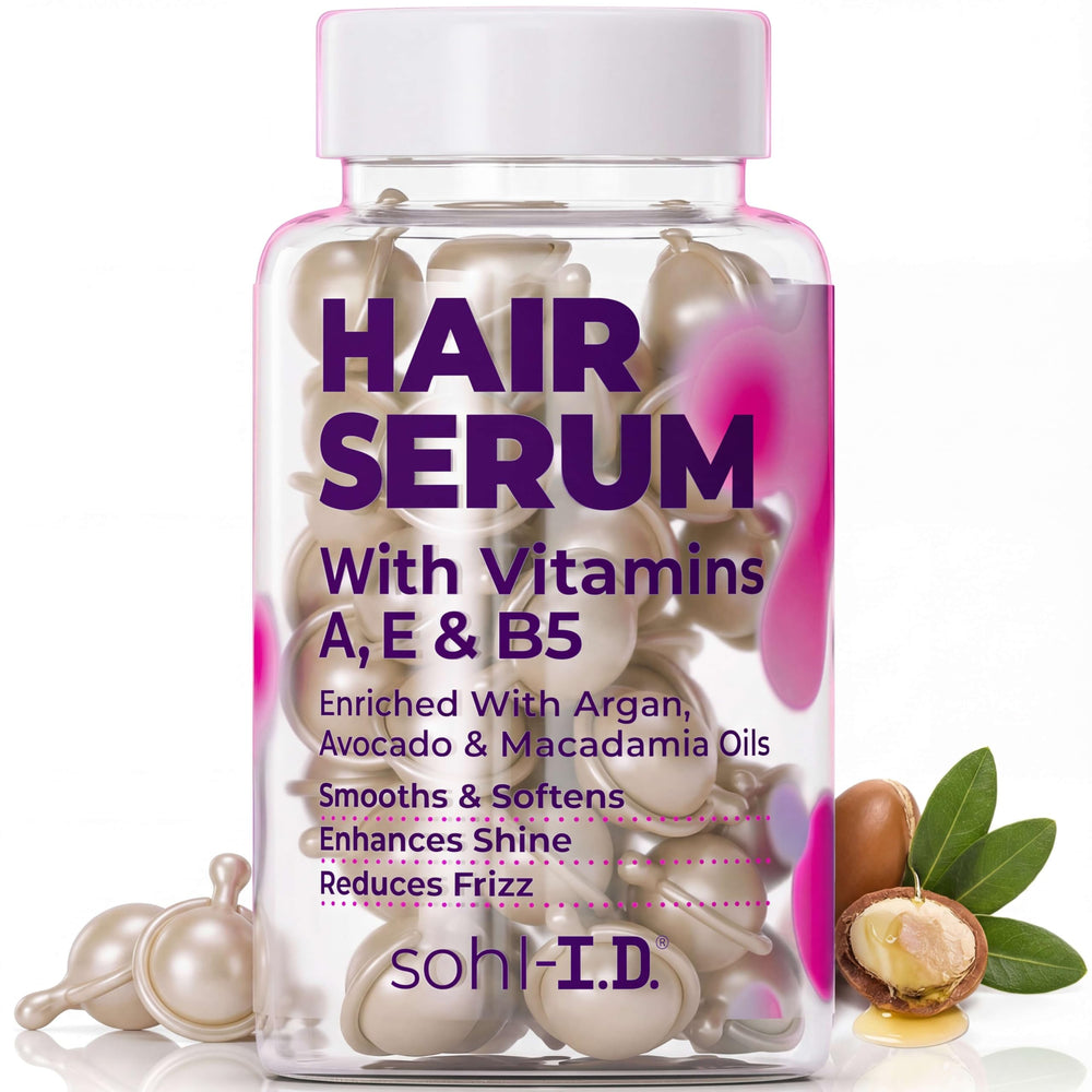 Sohl-I.D. Sérum cheveux frisés en flacon, hydratation légère et durable.