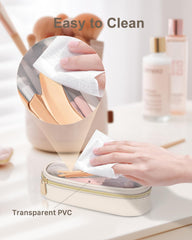 Soimeat boîte pinceaux maquillage transparente et compacte, idéale pour les voyages d'affaires.