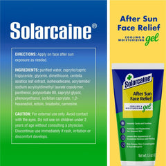 Solarcaine gel-apres-soleil-visage-relief-immediat procure fraîcheur ciblée après soleil.