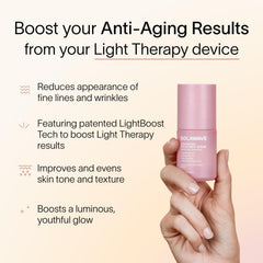Texture légère du sérum Solawave LightBoost, absorption rapide.