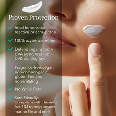 SolRX Mineral Plus — étiquette SPF50 claire pour une protection solaire