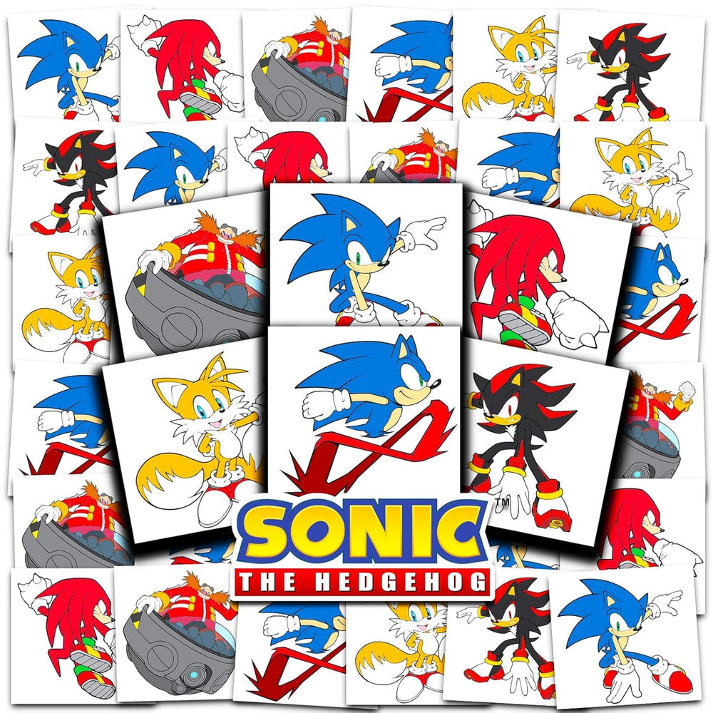 Sonic the Hedgehog tatouages 2x2 perforees, application rapide et amusante.