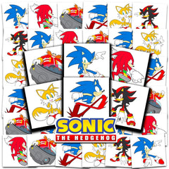 Sonic the Hedgehog tatouages 2x2 perforees, application rapide et amusante.