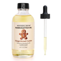 Huile corporelle Soothing House, bouteille, hydratation légère et parfum biscuit gingembre