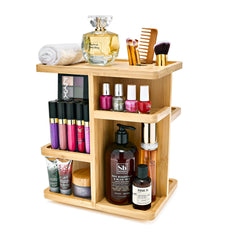 Sorbus Organisateur Maquillage 360° en bambou, accès rapide aux produits.