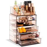 Sorbus Organisateur Maquillage Acrylique avec 6 tiroirs pour retrouver facilement les produits.
