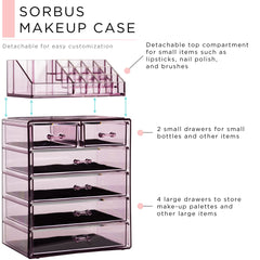 Sorbus organizateur maquillage acrylique transparent facilitant le choix des produits