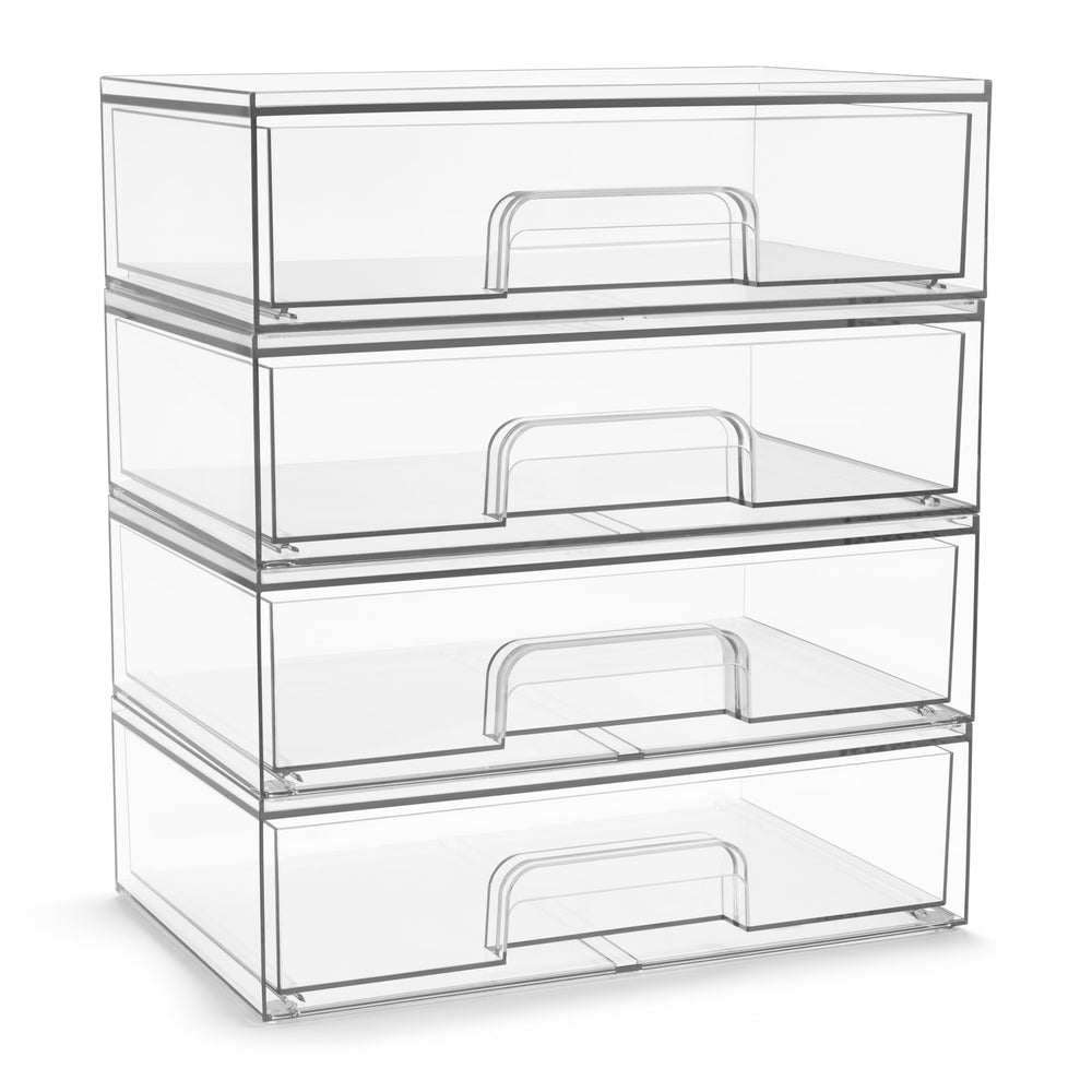Sorbus ensemble de rangement acrylique transparent avec quatre tiroirs, idéal pour maquillage et soins.