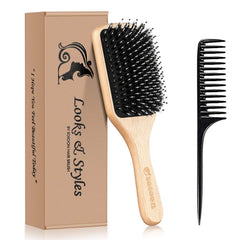 Brosse Sosoon en bois avec poils sanglier démonstration démêlage en douceur