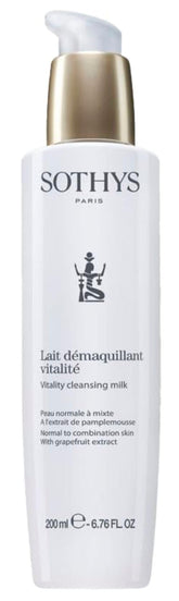 SOTHYS Vitalité Lait Nettoyant, bouteille élégante purifie et rafraîchit la peau au quotidien.