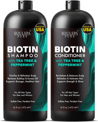SOULSPA PURE Shampoing, bouteille arbre-à-thé et menthe-poivrée, fraîcheur du cuir chevelu.