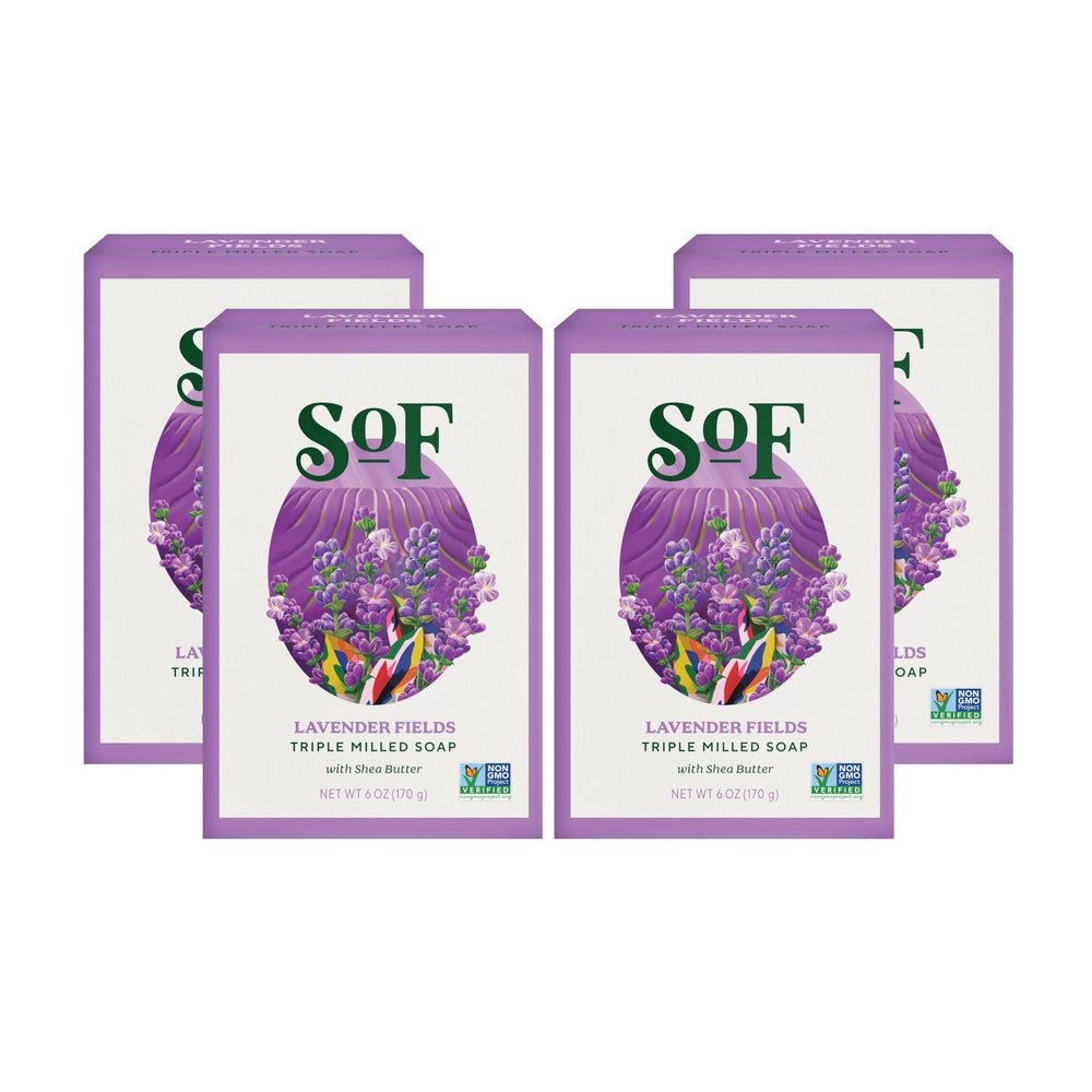 South Of France Lavender Fields bar soap pack offers a soothing cleansing ritual for daily use.