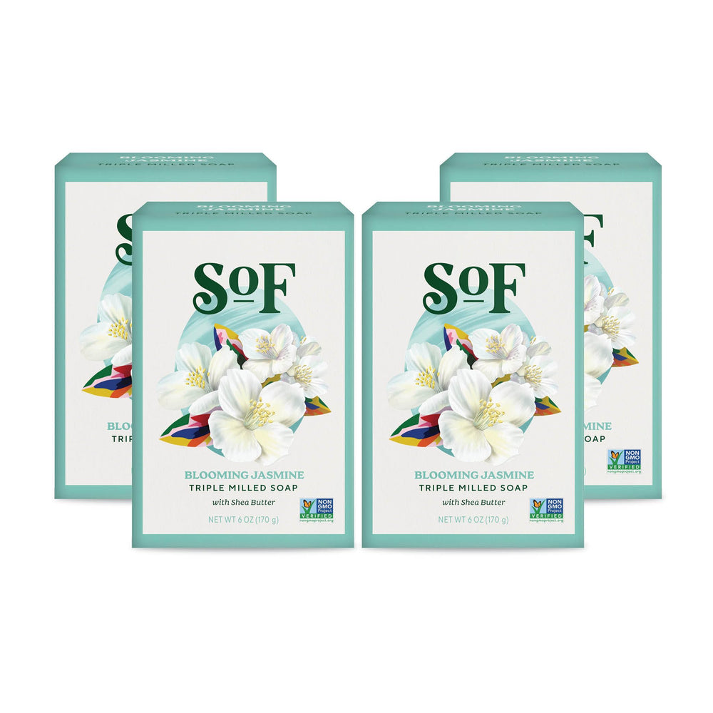 South Of France Blooming Jasmine bar soap pack, showcasing a long-lasting cleansing experience
