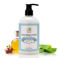 Southern Natural Goat Milk Lotion bottle-front unscented moisturizer for dry skin