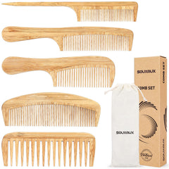 SouxMux peigne bambou à dents larges pour démêler en douceur.