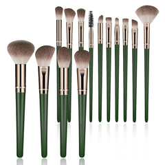 Pinceaux SOYOK, ensemble complet vert, idéal pour un maquillage fluide en voyage.