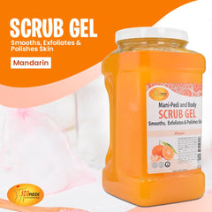 Spa Redi Pédicure Scrub Gel mandarine — grains exfoliants visibles pour des pieds plus lisses.