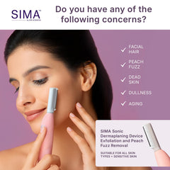 SIMA dermaplaning, peau plus lisse après exfoliation ciblée du visage