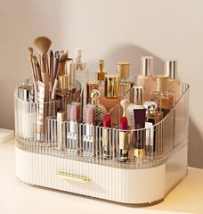 SpaceLuxe Organisateur Maquillage 360° vue d’ensemble, rangement élégant et pratique.