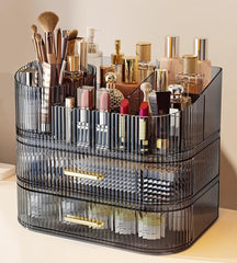 SpaceLuxe Organisateur maquillage rotatif: porte-pinceaux pratique et accessible à 360°.