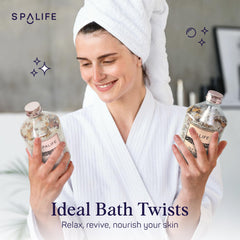 SpaLife Dead Sea mineral crystals suggest nourishing mineral bath soak.