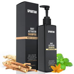SPARTAN Shampoing Activateur de Racines, la bouteille prête pour une routine stimulante.