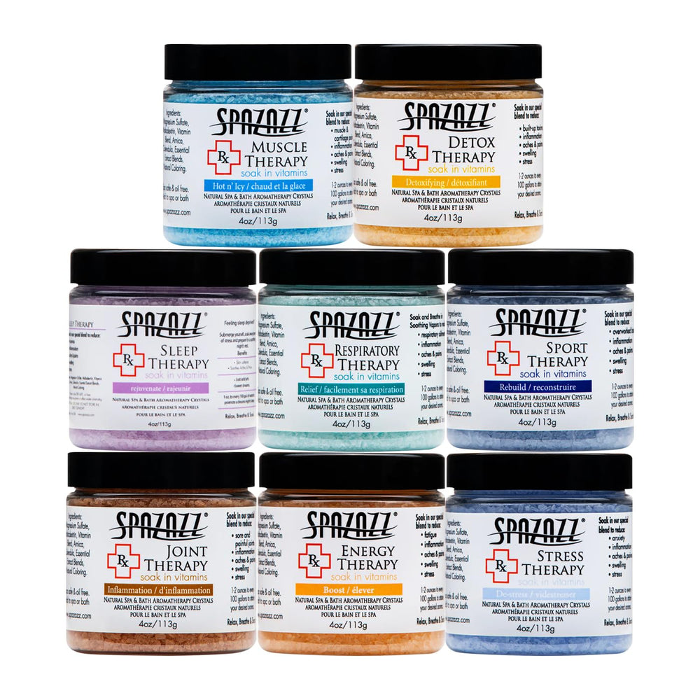 Spazazz RX Therapy cristaux-bain muscles pour relaxation ciblée après effort.