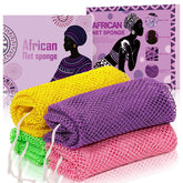 SpiralScgv éponge net en couleur — ensemble 4 pièces pour exfolier le corps en douceur.