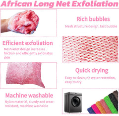 SPMKTBOZAI Éponge Réseau Africain Rose – longueur flexible facilitant le nettoyage du dos