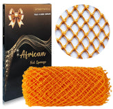 Éponge SPMKTBOZAI en filet africain orange, vue avant, exfolie en douceur pour une peau propre.