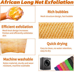 Éponge SPMKTBOZAI en filet africain orange, nettoyage efficace des impuretés.